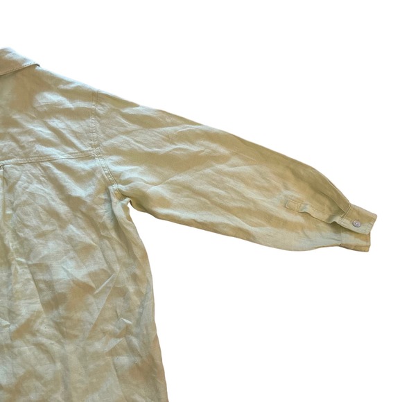 Women 1 M Chico's Design 100% Linen Button-Down Lime Green Blouse Shirt Top - Picture 5 of 6